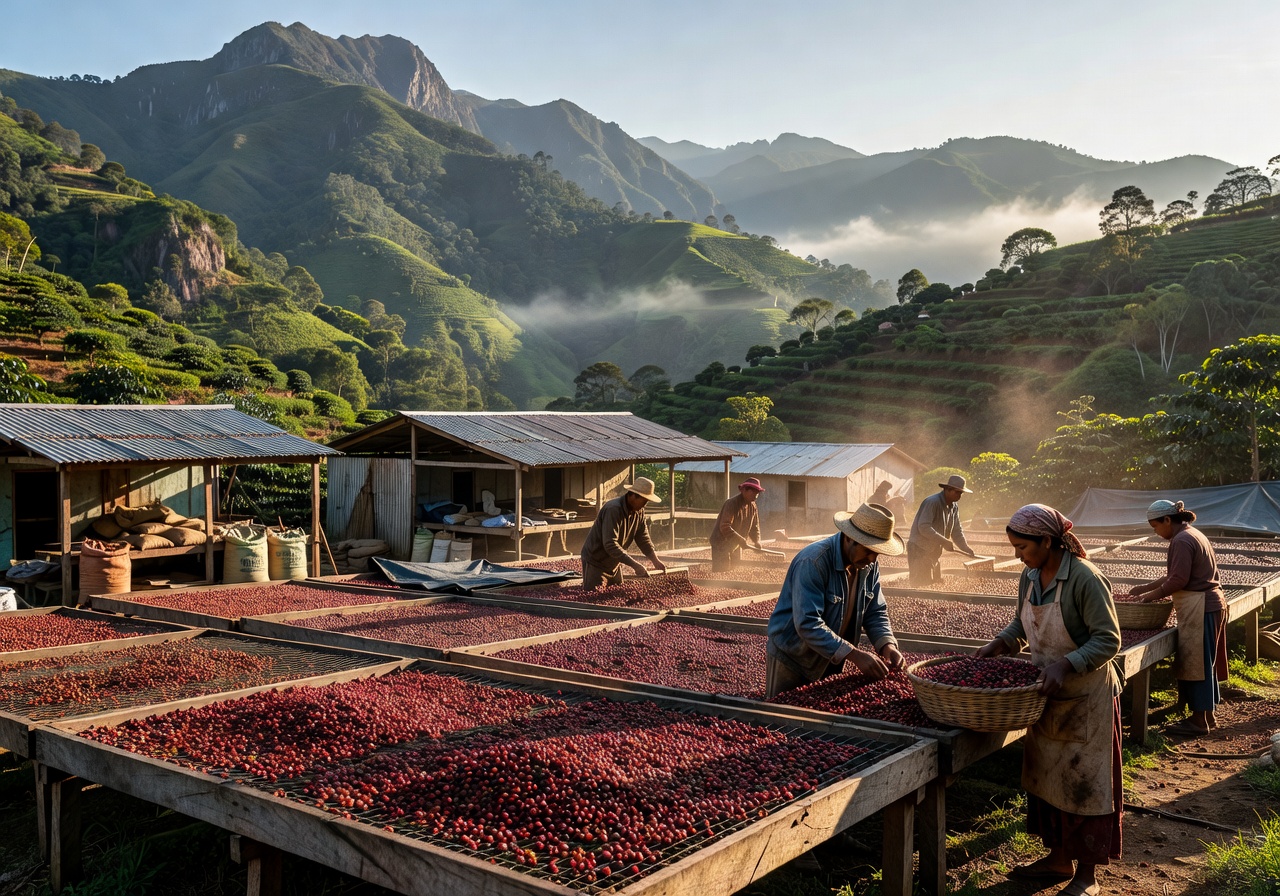 Coffee farm cooperative in the mountains where Velour sources single-origin beans